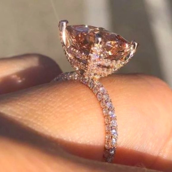 Andrea’s Champagne 14k Plated Rose Gold Cubic Zirconia “Engagement” Ring 💍 - Picture 2 of 2